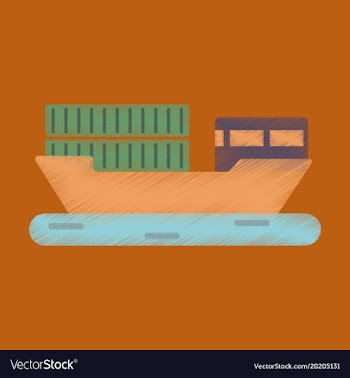Flat icon in shading style ship with containers vector image