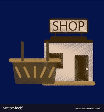 Flat icon in shading style shop basket vector image