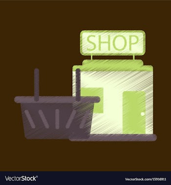 Flat icon in shading style shop basket vector image