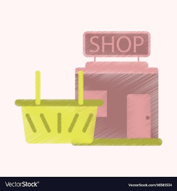 Flat icon in shading style shop basket vector image