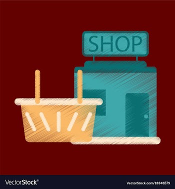 Flat icon in shading style shop basket vector image