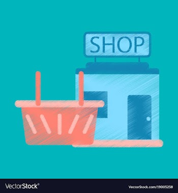 Flat icon in shading style shop basket vector image