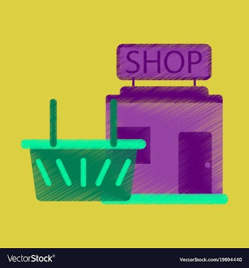 Flat icon in shading style shop basket vector image