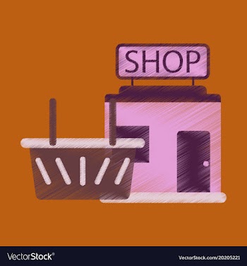 Flat icon in shading style shop basket vector image