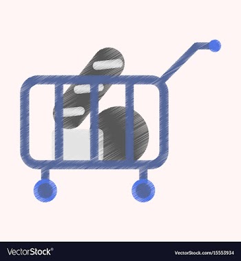 Flat icon in shading style shop cart with food vector image