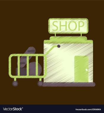 Flat icon in shading style shop cart with food vector image