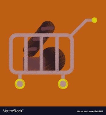 Flat icon in shading style shop cart with food vector image