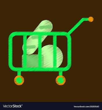 Flat icon in shading style shop cart with food vector image