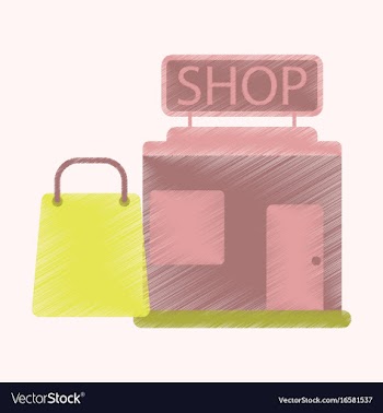 Flat icon in shading style shop package vector image