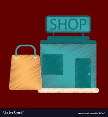 Flat icon in shading style shop package vector image