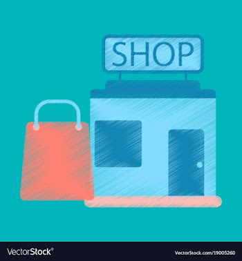 Flat icon in shading style shop package vector image