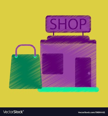 Flat icon in shading style shop package vector image