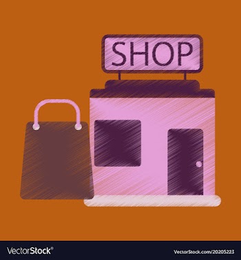 Flat icon in shading style shop package vector image
