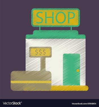 Flat icon in shading style shop store vector image