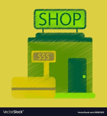 Flat icon in shading style shop store vector image