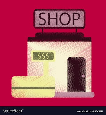 Flat icon in shading style shop store vector image