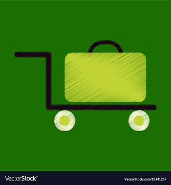 Flat icon in shading style suitcase on trolley vector image
