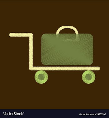 Flat icon in shading style suitcase on trolley vector image