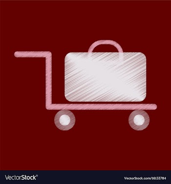 Flat icon in shading style suitcase on trolley vector image