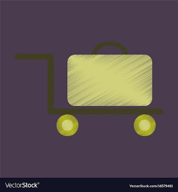 Flat icon in shading style suitcase on trolley vector image