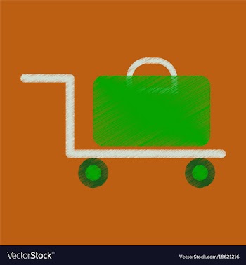 Flat icon in shading style suitcase on trolley vector image