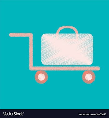 Flat icon in shading style suitcase on trolley vector image
