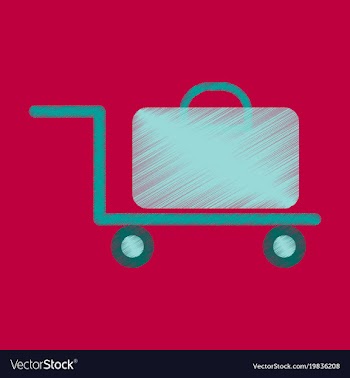 Flat icon in shading style suitcase on trolley vector image