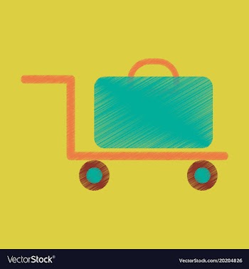 Flat icon in shading style suitcase on trolley vector image