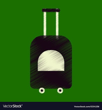 Flat icon in shading style suitcase on wheels vector image