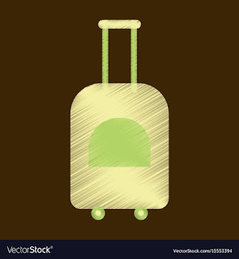 Flat icon in shading style suitcase on wheels vector image