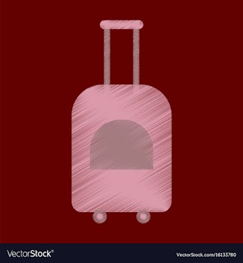 Flat icon in shading style suitcase on wheels vector image