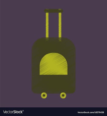 Flat icon in shading style suitcase on wheels vector image