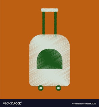 Flat icon in shading style suitcase on wheels vector image