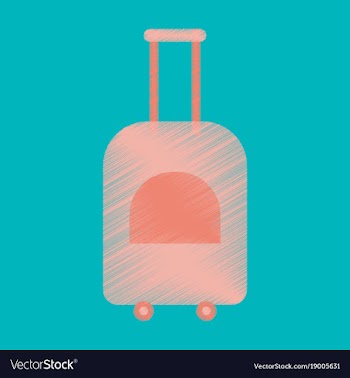 Flat icon in shading style suitcase on wheels vector image