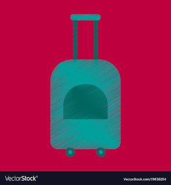 Flat icon in shading style suitcase on wheels vector image