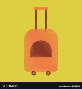 Flat icon in shading style suitcase on wheels vector image