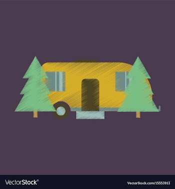 Flat icon in shading style trailer in forest vector image