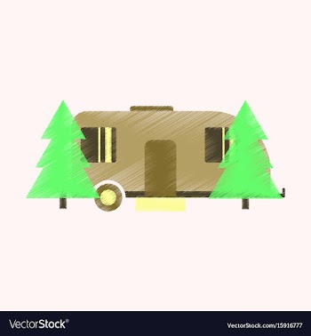Flat icon in shading style trailer in forest vector image
