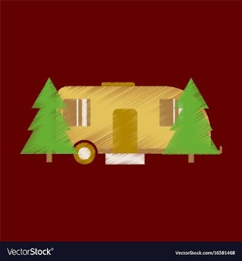 Flat icon in shading style trailer in forest vector image