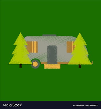 Flat icon in shading style trailer in forest vector image