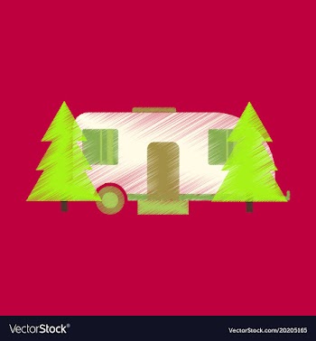 Flat icon in shading style trailer in forest vector image