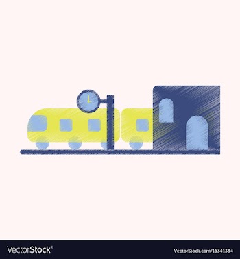 Flat icon in shading style train station vector image