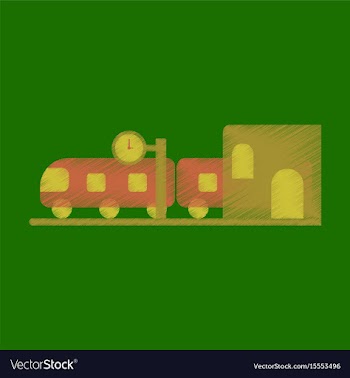 Flat icon in shading style train station vector image