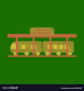 Flat icon in shading style train station vector image