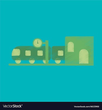 Flat icon in shading style train station vector image