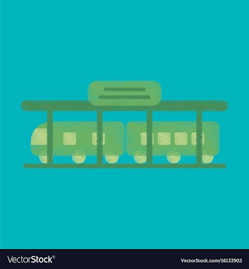 Flat icon in shading style train station vector image