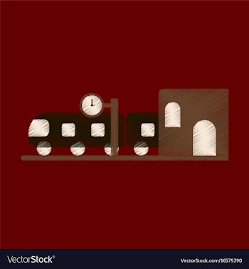 Flat icon in shading style train station vector image