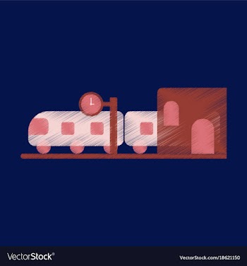 Flat icon in shading style train station vector image