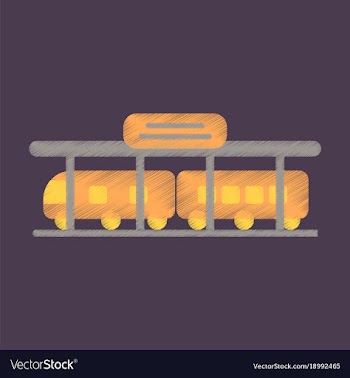 Flat icon in shading style train station vector image