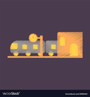 Flat icon in shading style train station vector image